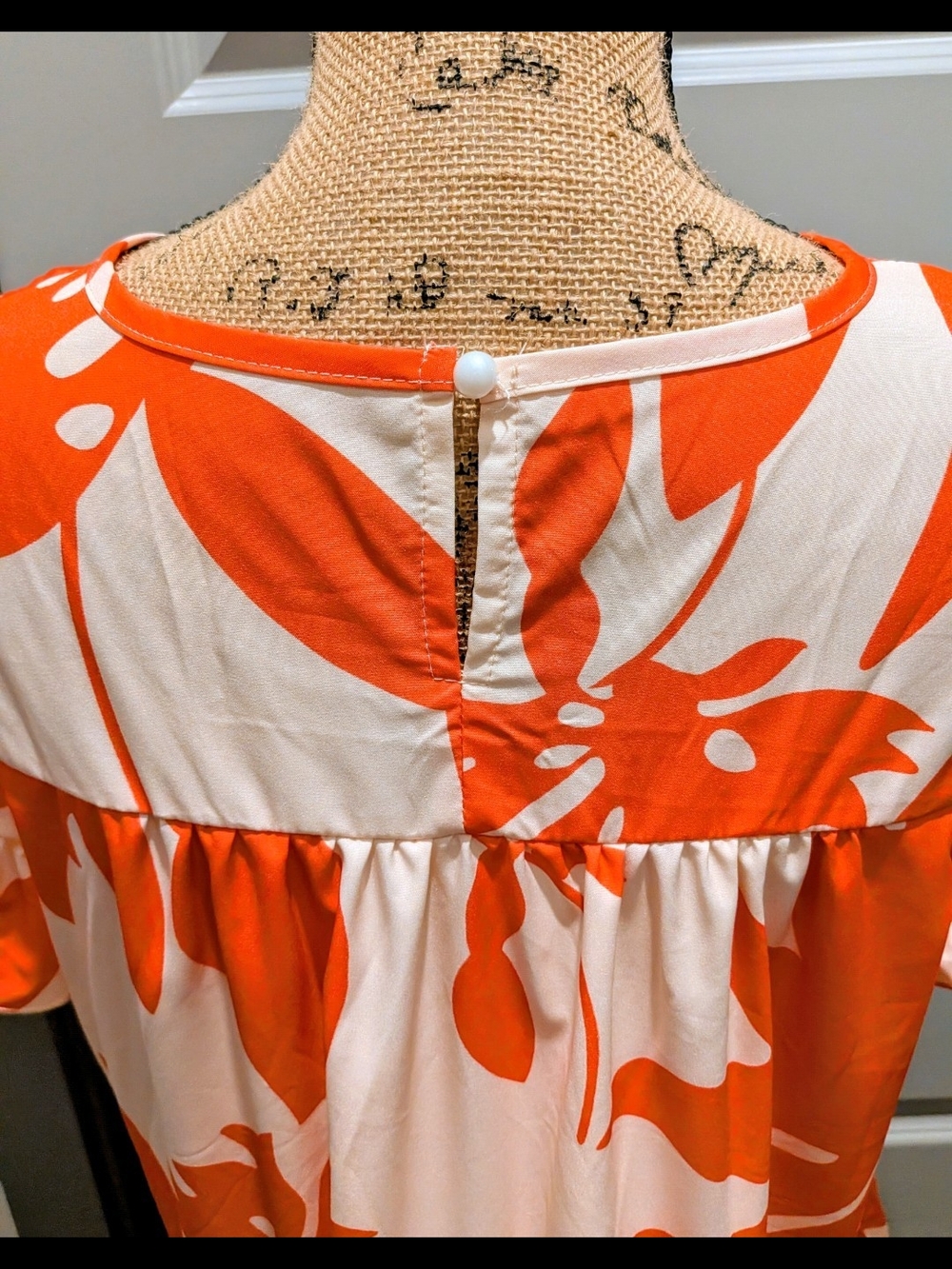 Bold Orange & Cream Floral Swing Dress - Picture 3 of 5